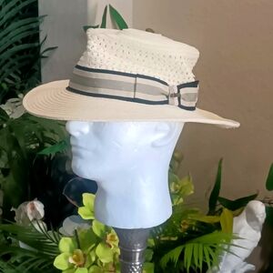 SCALA hand made since 1921 TOYO STRAW Logo Banded Hat Size M Dorfman Pacific